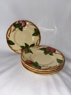 Franciscan Apple Set of 4 Sauce Dessert Plates 6.5” Vintage USA Hand Painted